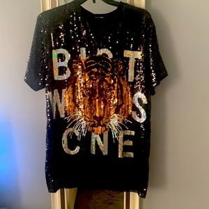 Animal Inside Me Sequin Shirt Dress